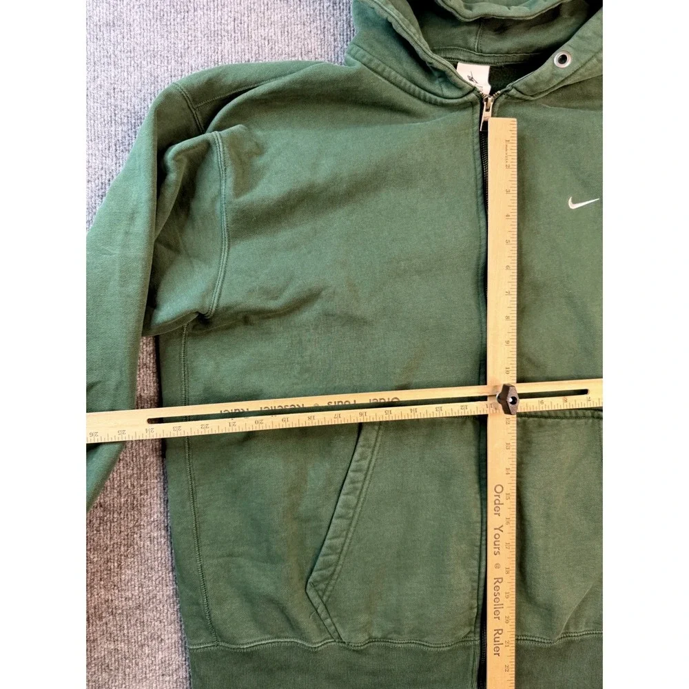 Nike‎ Zip Up Hoodie Mens Large Tall Green Fleece Sweatshirt Embroidered Swoosh L